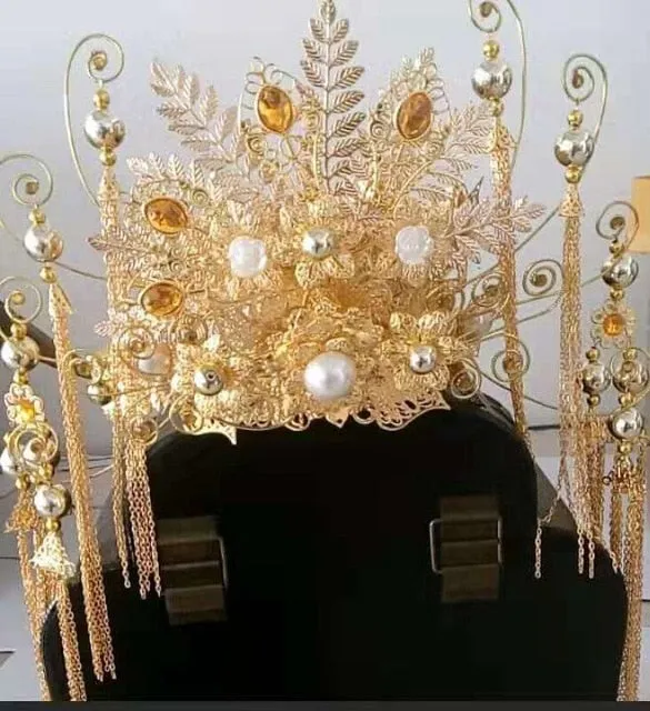 16 Designs Handmade Golden Empress Princess Bridal Wedding Headdress