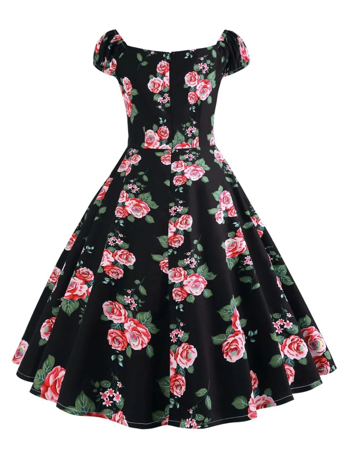 1950s Inspired Rose Swing Dress