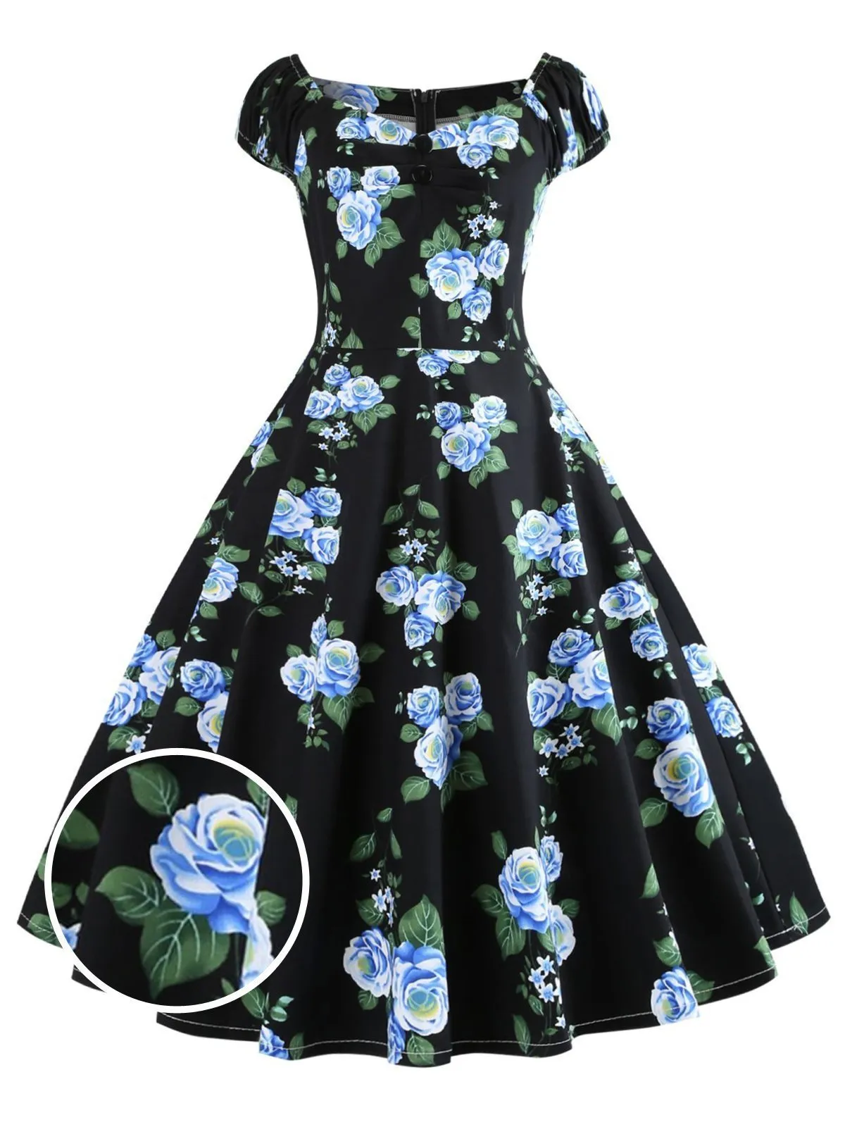 1950s Inspired Rose Swing Dress