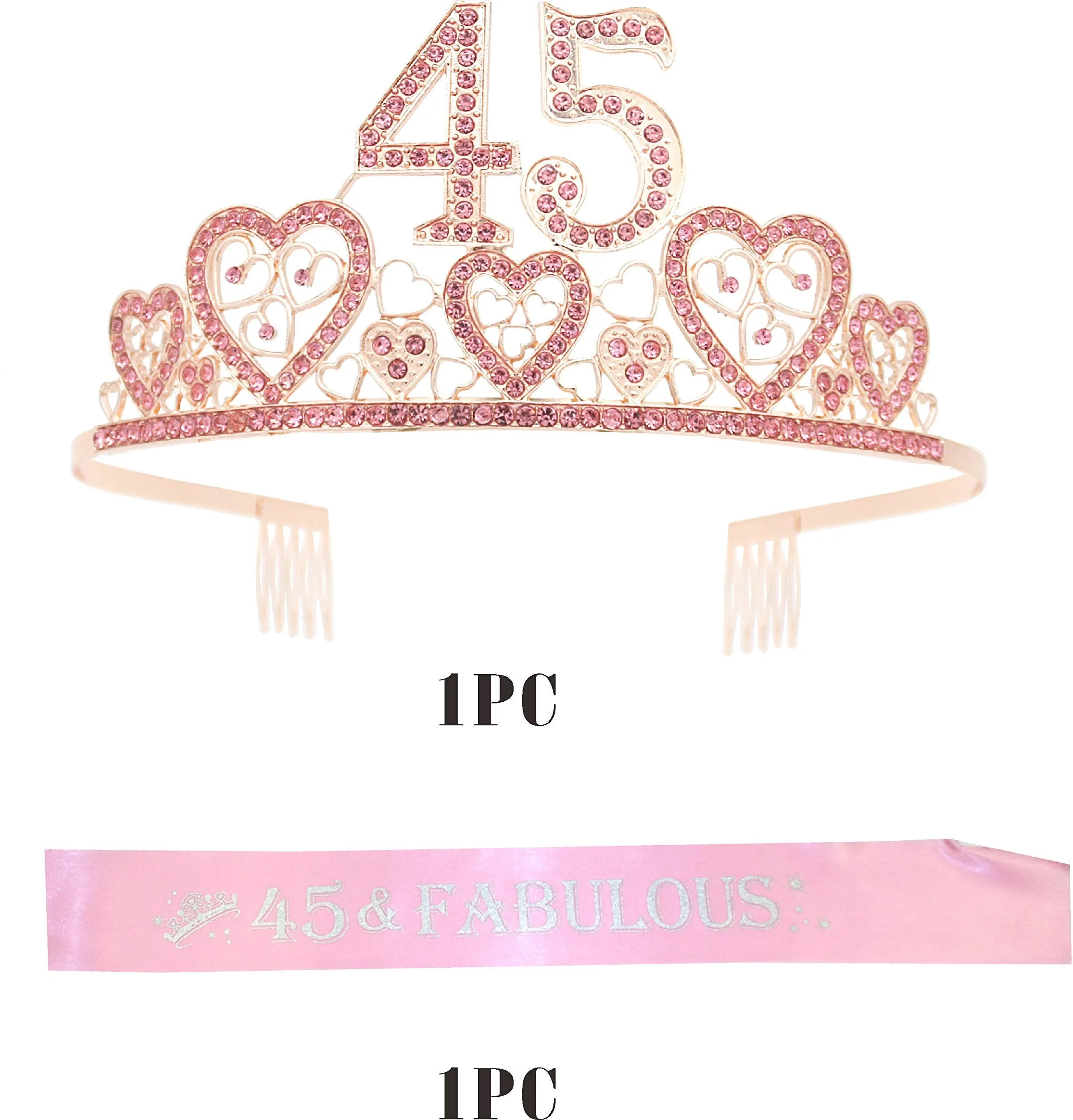 45th Birthday,45th Birthday Party Decorations,45 Birthday Sash,45 Tiara and Sash,45