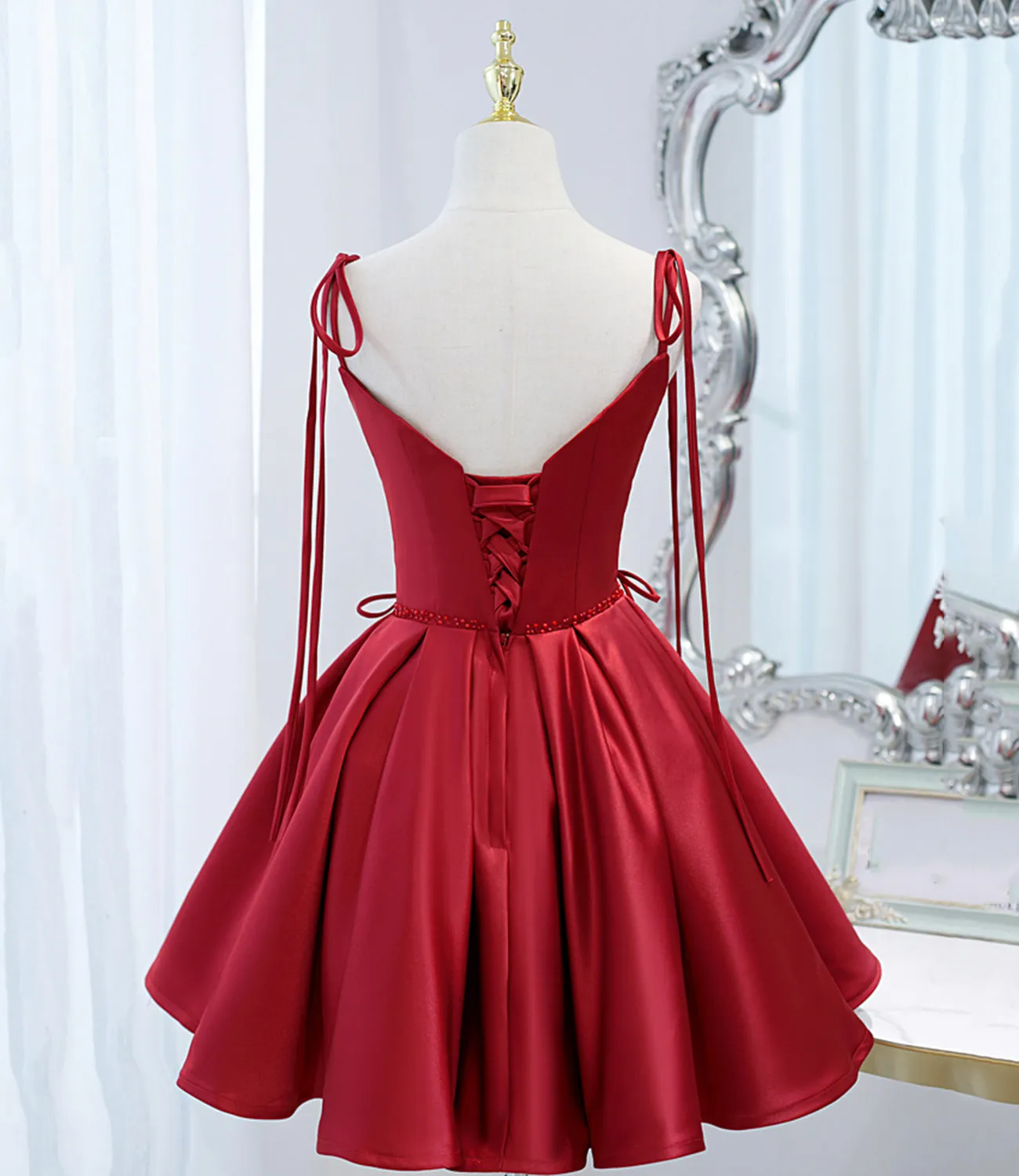 A-line Spaghetti Straps Cheap Short Prom Dress Red Homecoming Dress kts101