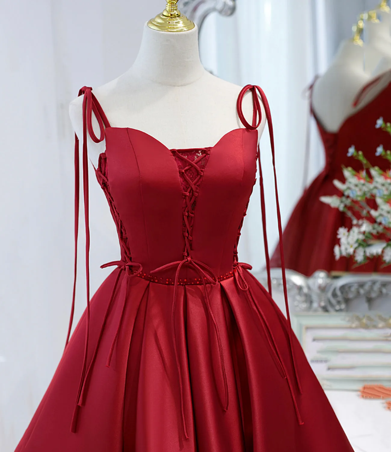 A-line Spaghetti Straps Cheap Short Prom Dress Red Homecoming Dress kts101