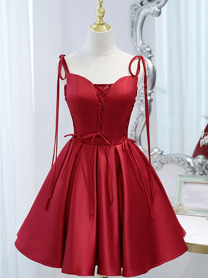 A-line Spaghetti Straps Cheap Short Prom Dress Red Homecoming Dress kts101