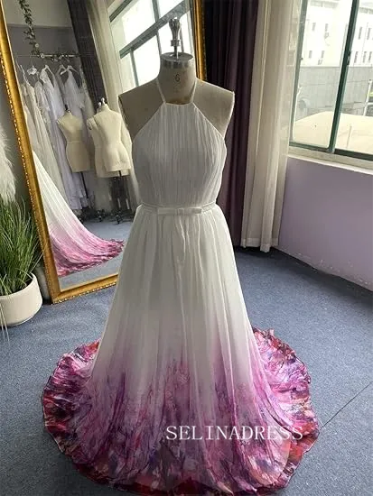 A-line V neck Beautiful Flower Long Prrom Dresses Gorgeous Evening Dresses JKW204