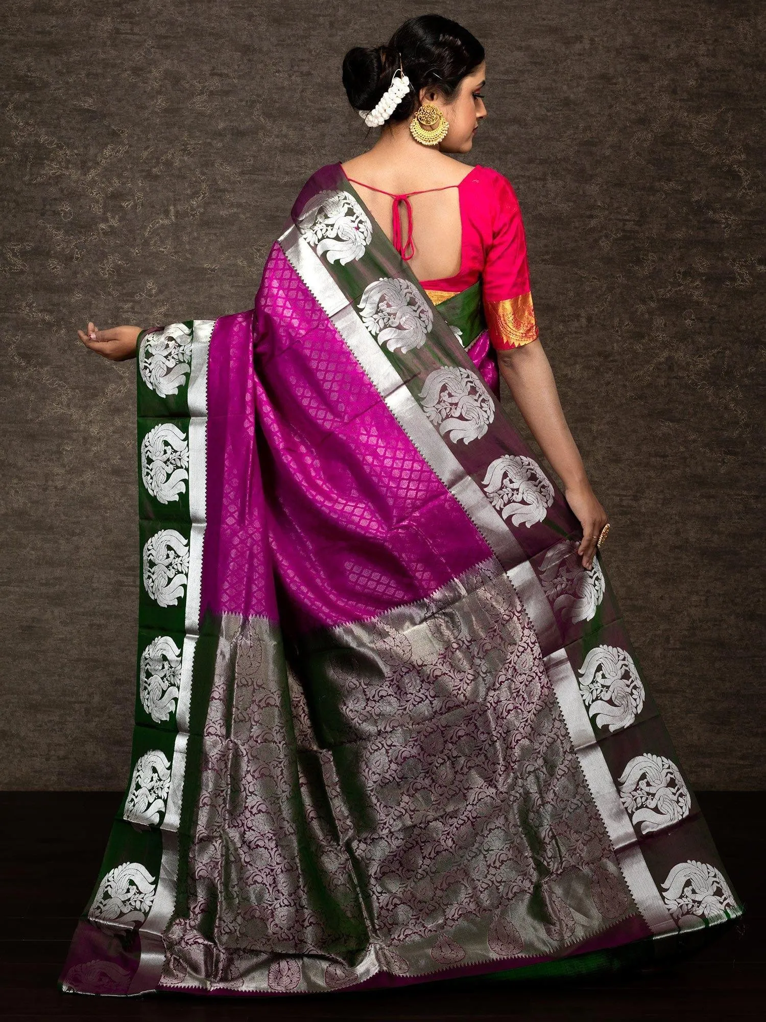 Allover Magenta Kanjivaram Silk Saree