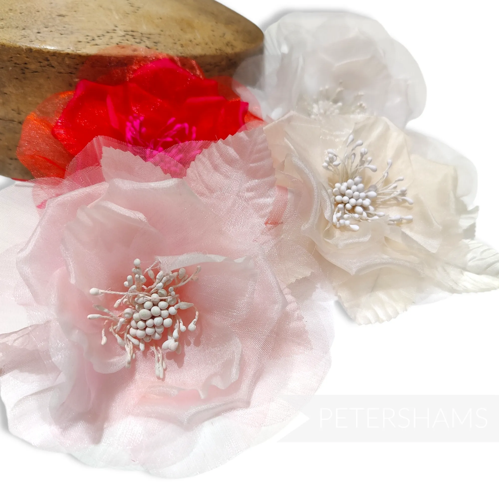 'Alohi' 12cm Silk and Organza Flower Bloom with Leaves