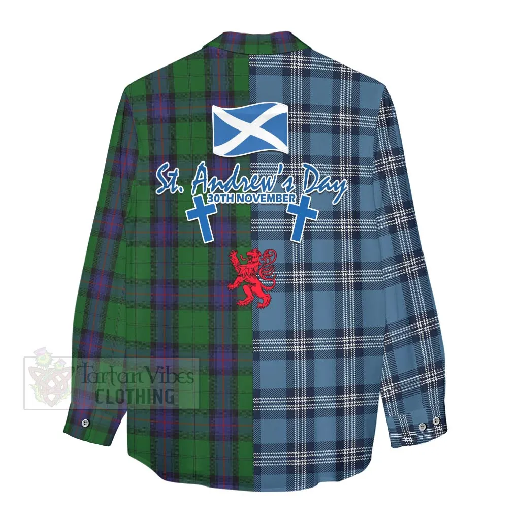 Armstrong Tartan Women's Casual Shirt Happy St. Andrew's Day Half Tartan Style