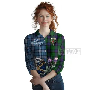 Armstrong Tartan Women's Casual Shirt Happy St. Andrew's Day Half Tartan Style