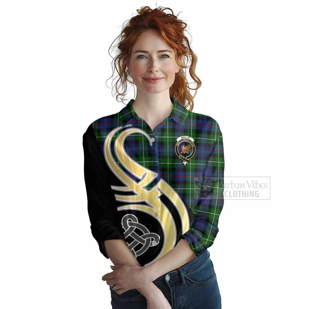 Baillie (Bailey) Tartan Women's Casual Shirt with Family Crest and Celtic Symbol Style