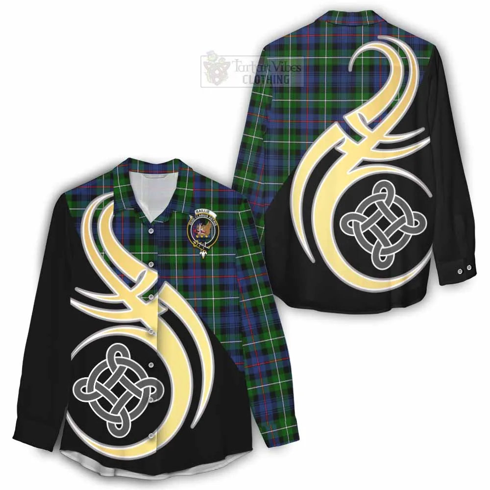 Baillie (Bailey) Tartan Women's Casual Shirt with Family Crest and Celtic Symbol Style