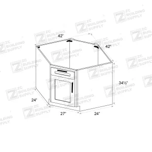 Base 27"-Pure Black Corner 27" Sink Base Cabinet