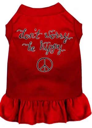 Be Hippy Screen Print Dog Dress Red Xxl (18)