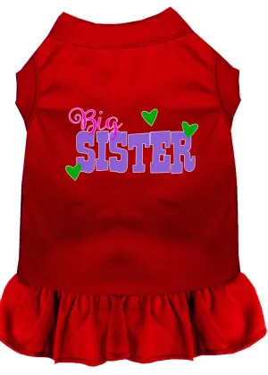 Big Sister Screen Print Dog Dress Red Sm