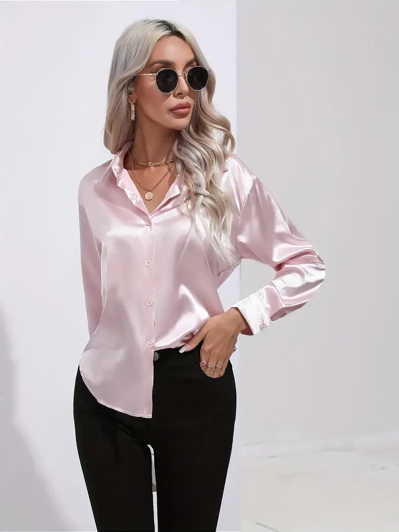 Black Causal Long Sleeve Work Office Shirt