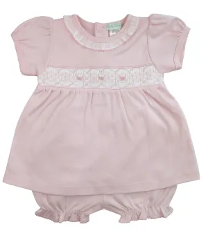 Bows Hand Smocked  Pima Cotton Dress Set