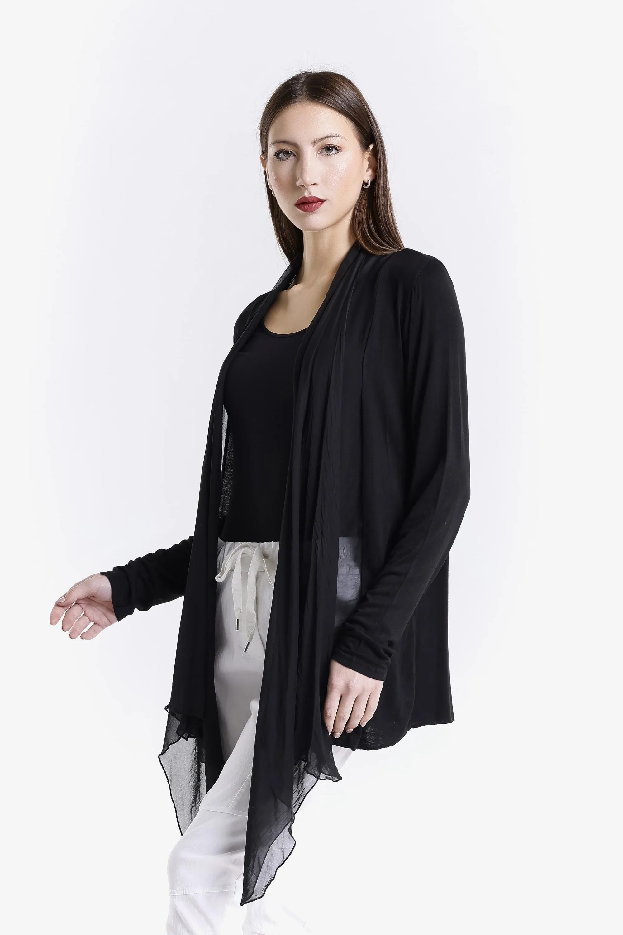 Carla Open Cardi w/Silk Trim (CLS201)