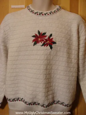 Cheap Ugly Christmas Sweater Red Poinsettias