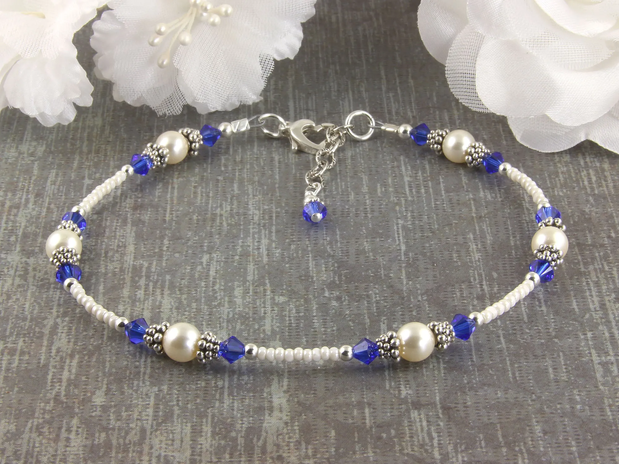 Classic - Majestic Something Blue Wedding Heart Anklet