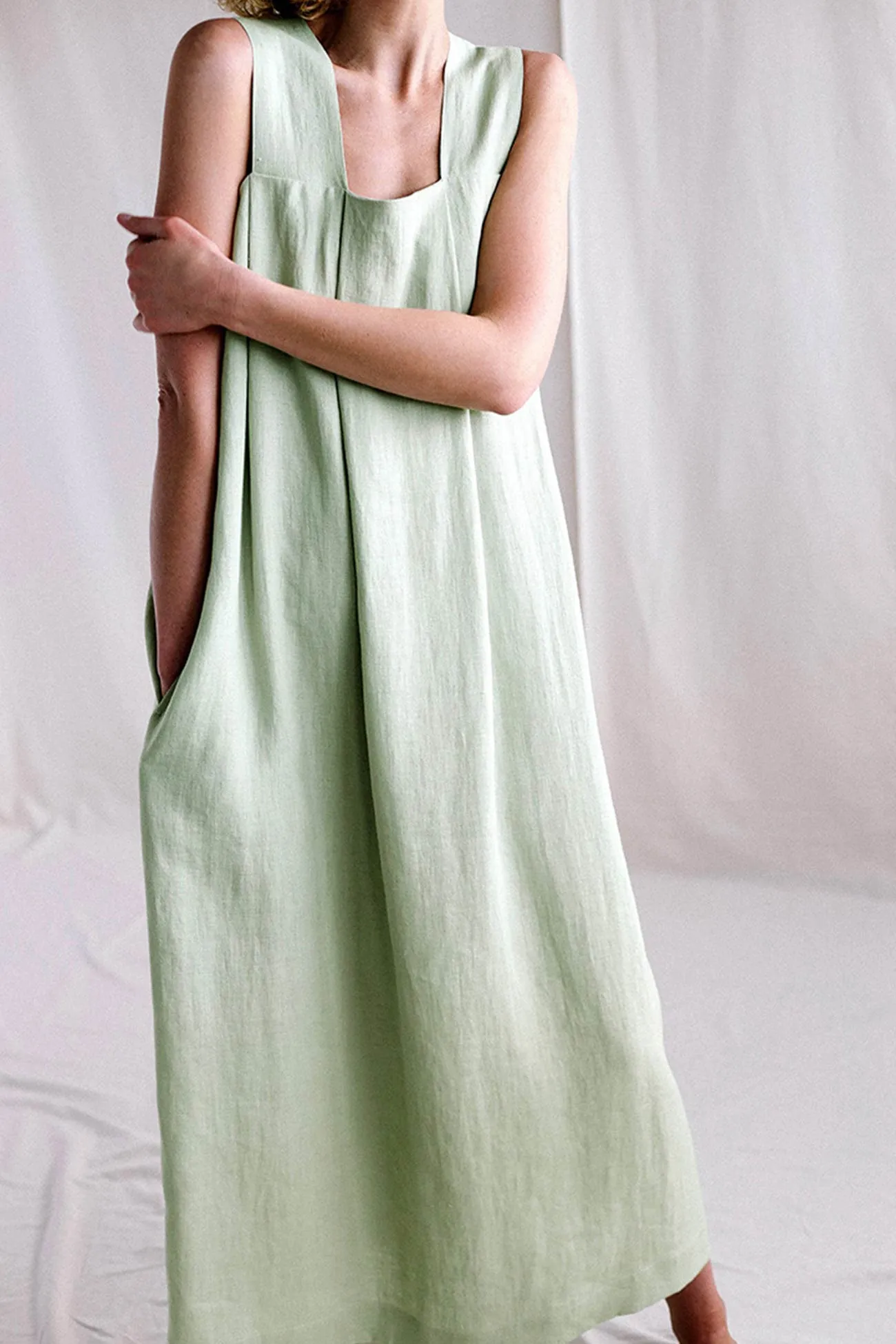 Cotton Linen Solid Tank Dress