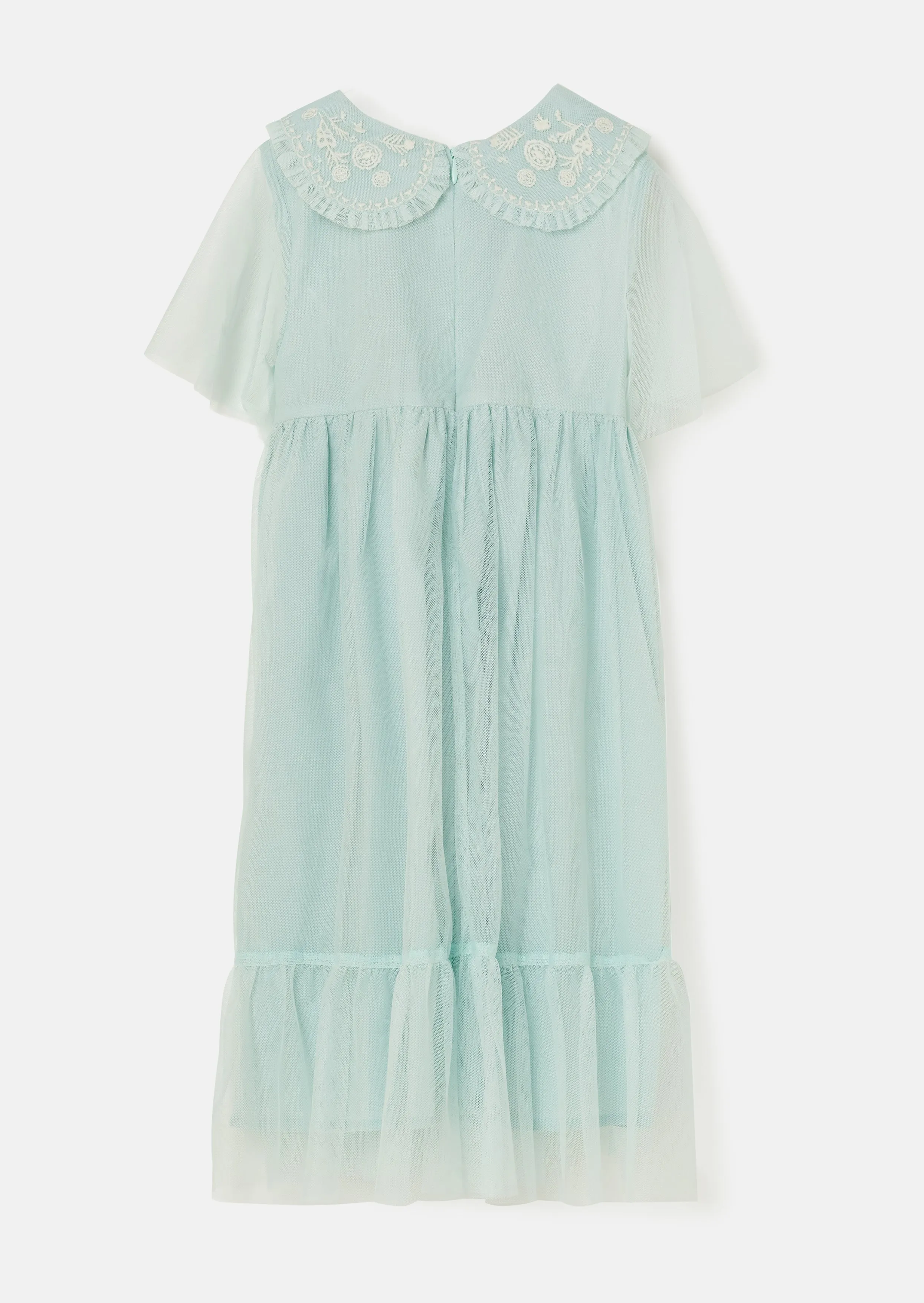 Daisy Embroidered Collar Mesh Dress