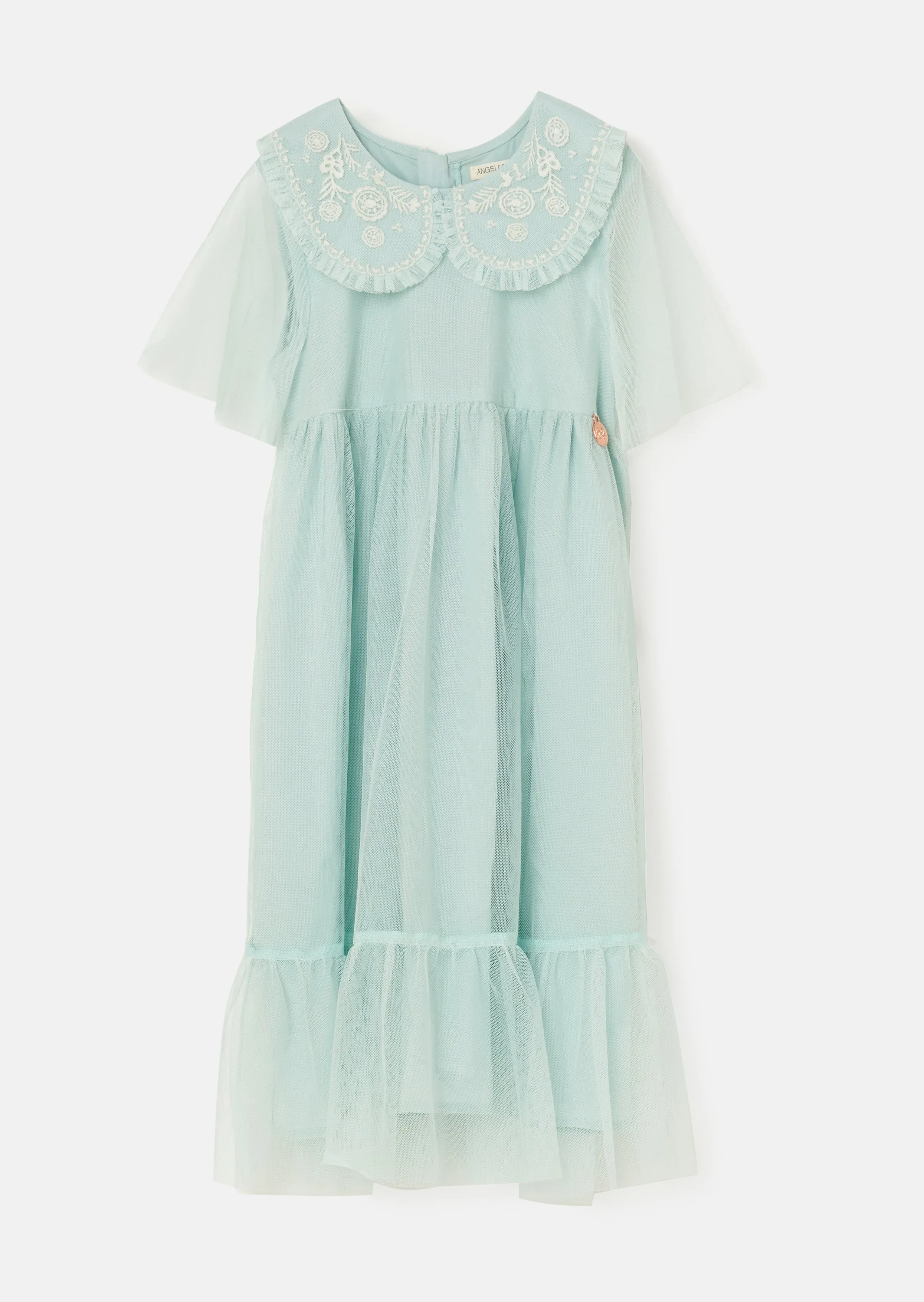 Daisy Embroidered Collar Mesh Dress