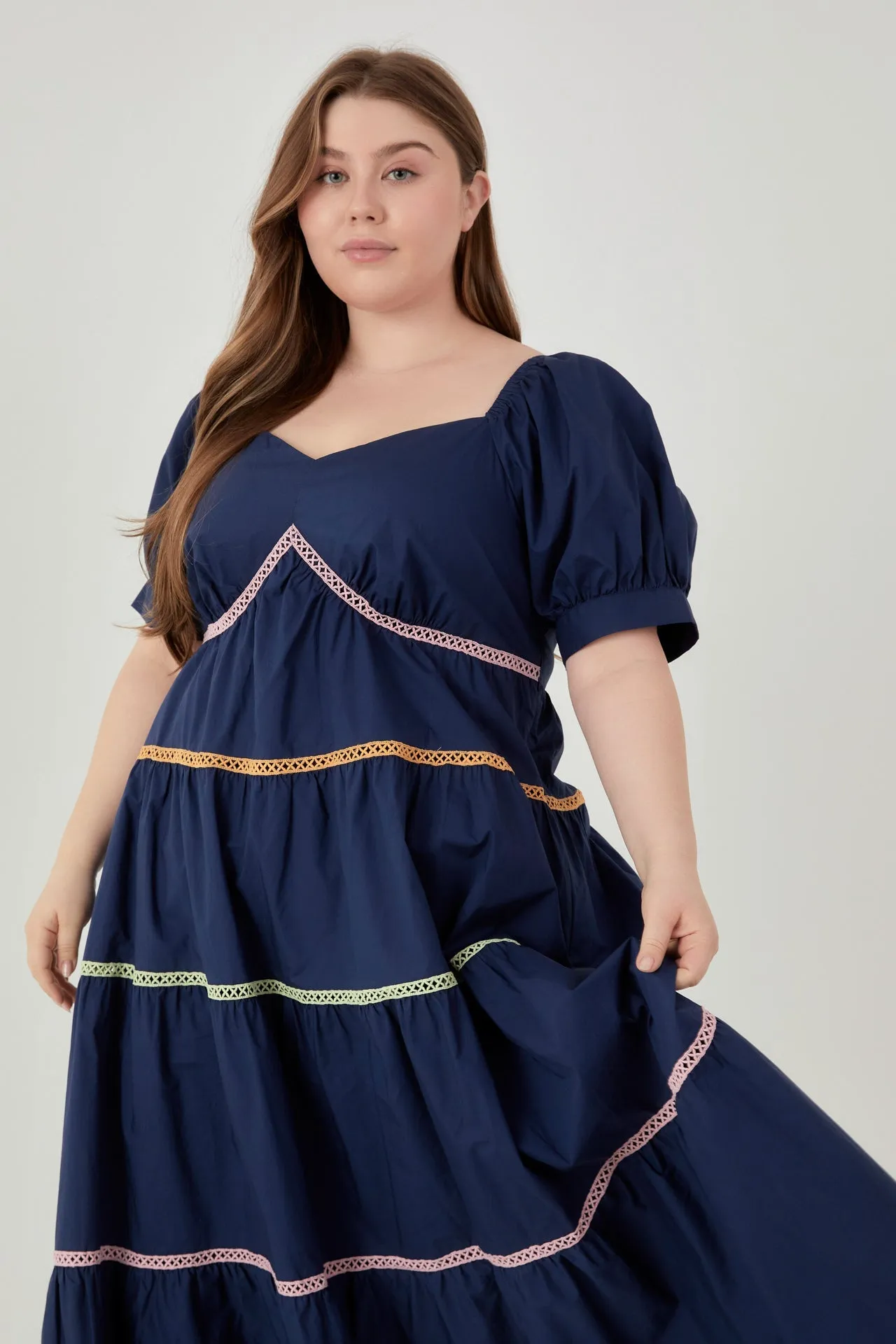 English Factory - Multi Color Trim Midi Dress