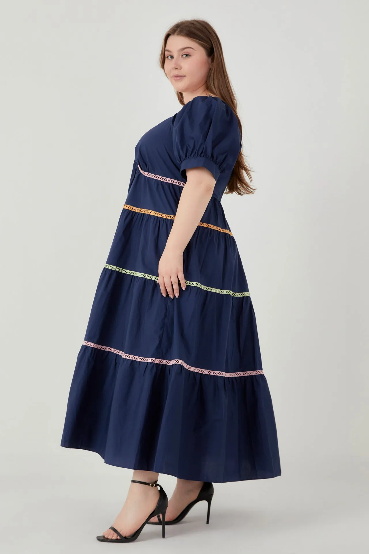 English Factory - Multi Color Trim Midi Dress