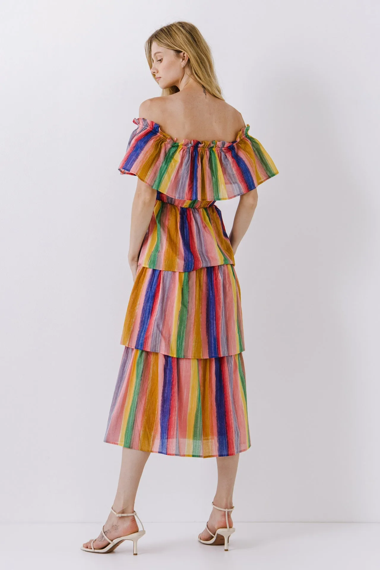 English Factory - Off-The-Shoulder Multi Striped Dress