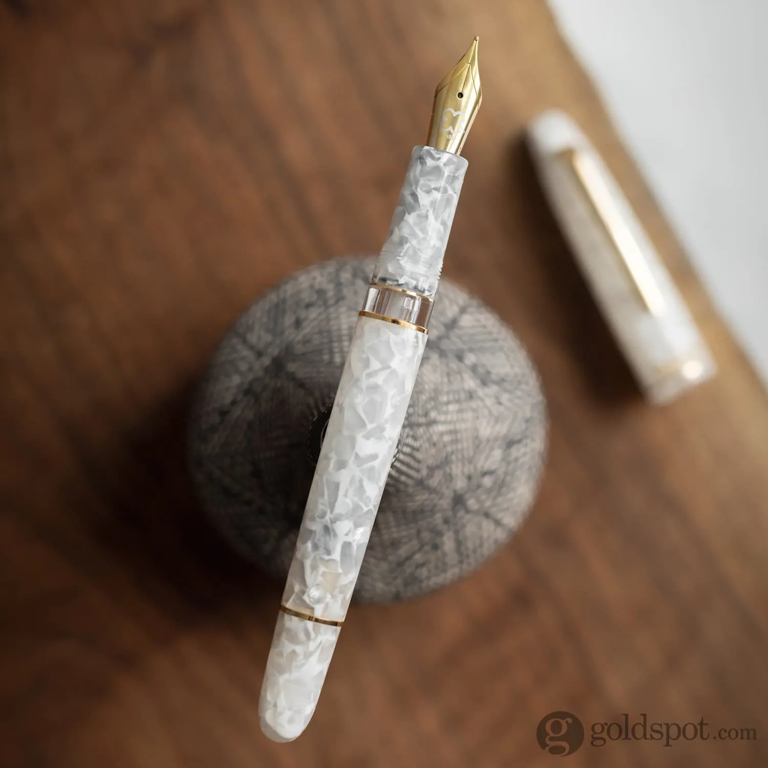 Esterbrook Estie Button Piston Fountain Pen in Winter White with Gold Trim