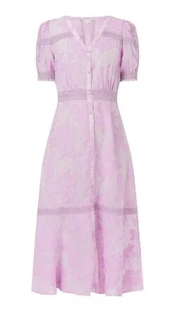 Fee G Lilac Gingham Lace Midi