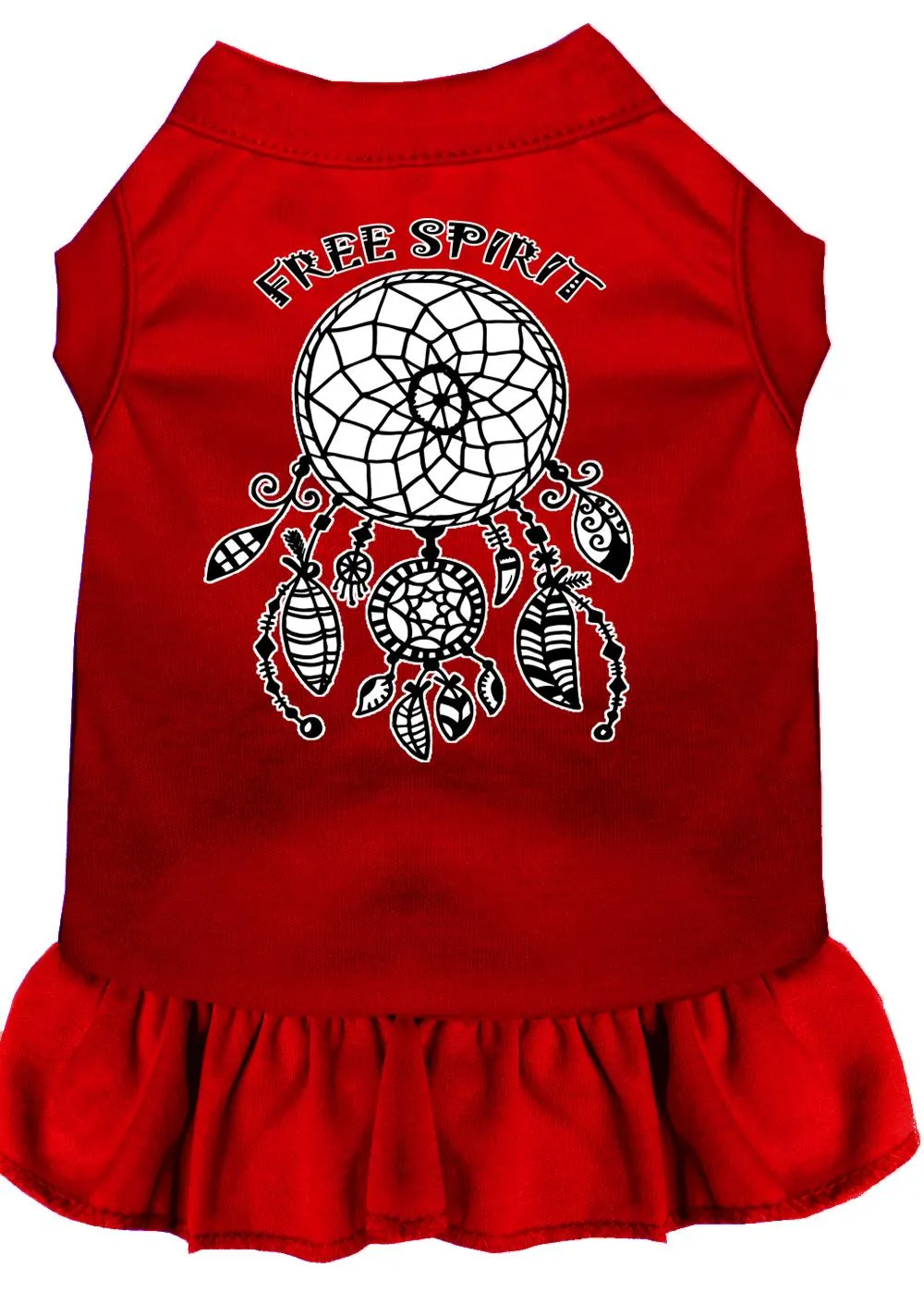 Free Spirit Screen Print Dog Dress Red Sm (10)