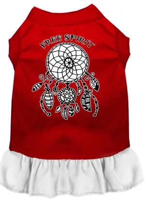 Free Spirit Screen Print Dog Dress Red With White Xl (16)