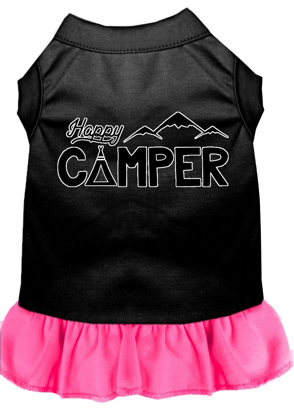 Happy Camper Screen Print Dog Dress Black With Bright Pink Xxl (18)