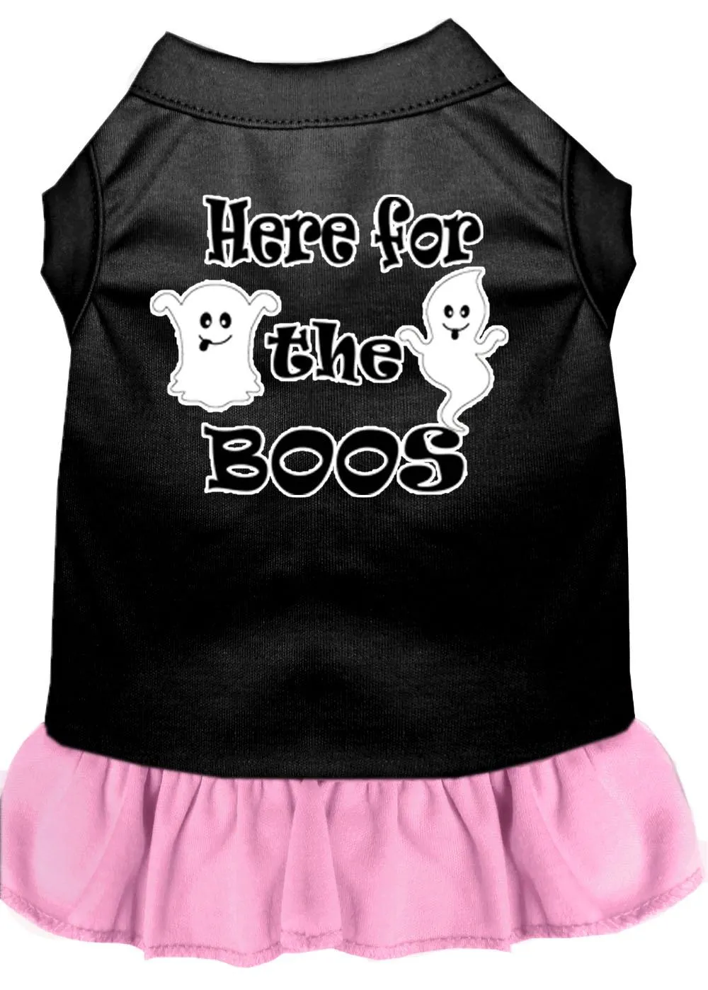 Here For The Boos Screen Print Dog Dress Black With Light Pink Xs (8)