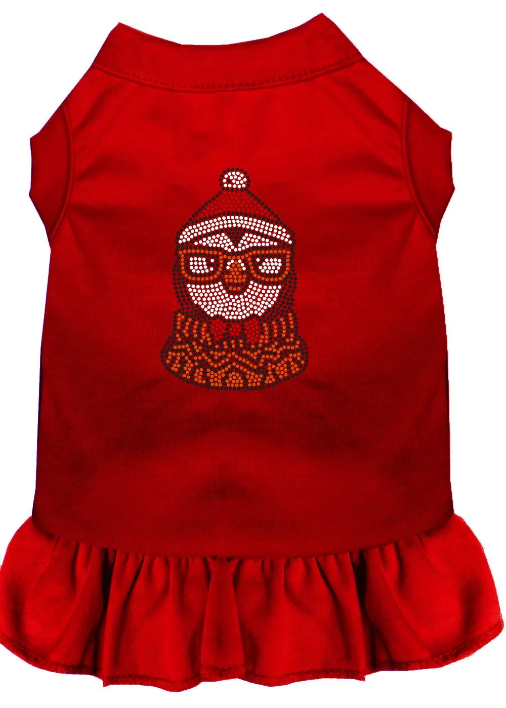 Hipster Penguin Rhinestone Dog Dress Red Sm (10)