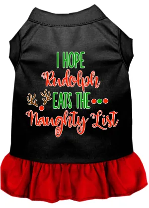 Hope Rudolph Eats Naughty List Screen Print Dog Dress Black With Red Sm