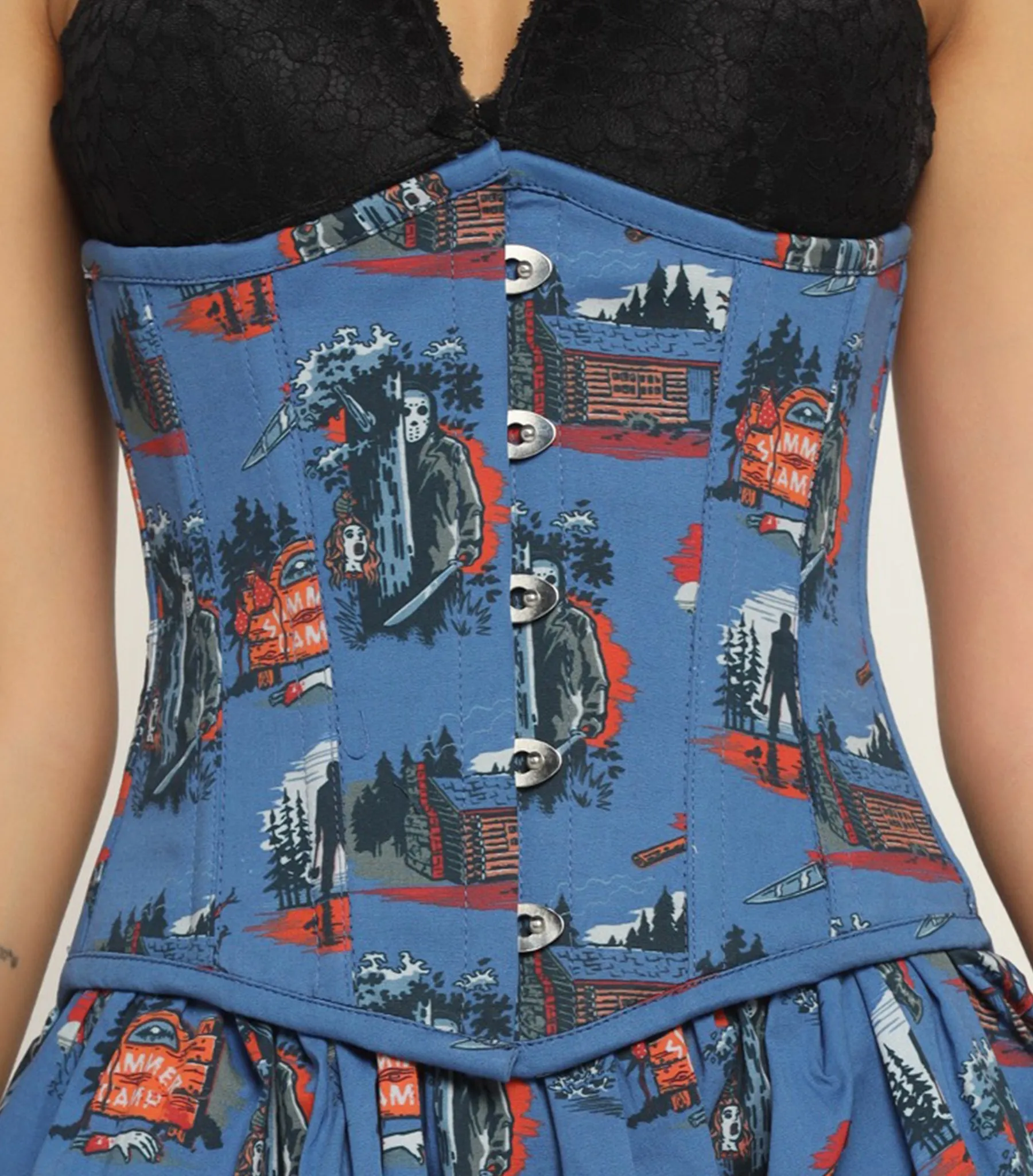 Killer printed Waist Reducing  Underbust Corset  Dress