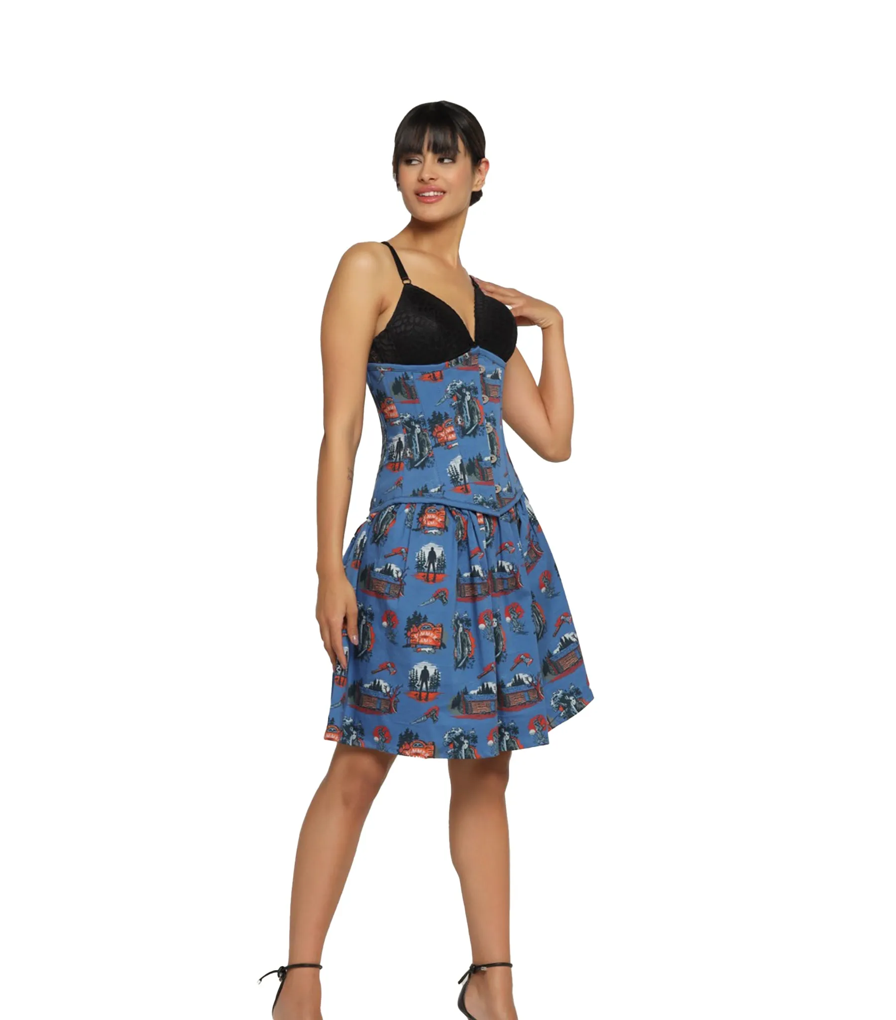 Killer printed Waist Reducing  Underbust Corset  Dress