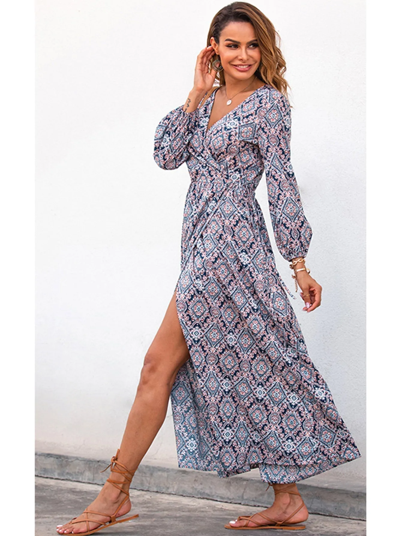 KittenAlarm - Wrap-Up Boho Maxi Dress