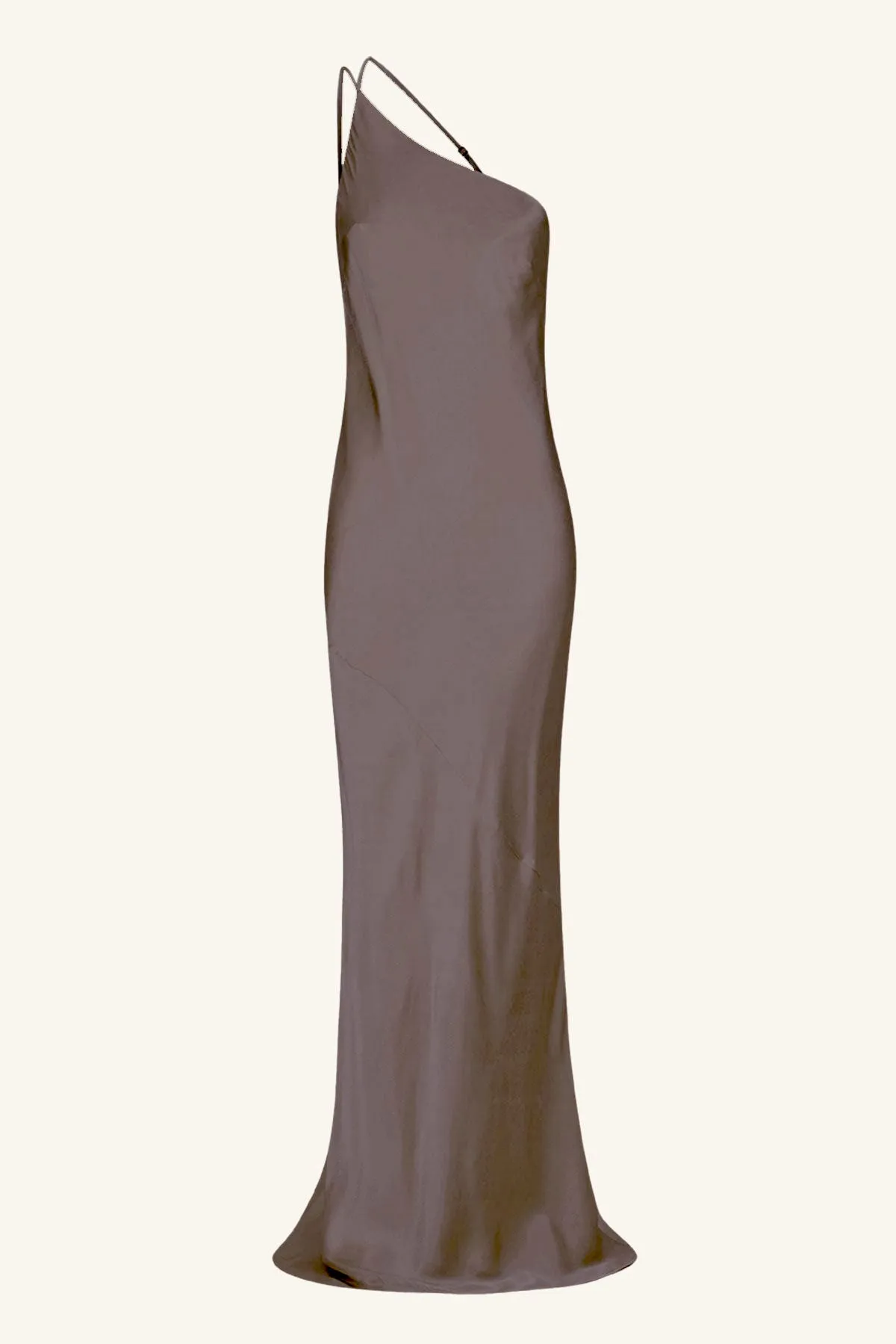 LA LUNE ONE SHOULDER COWL BACK MAXI DRESS - GRAPHITE