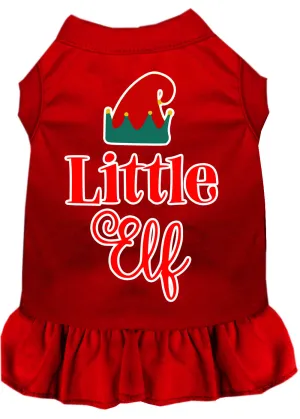 Little Elf Screen Print Dog Dress Red Med