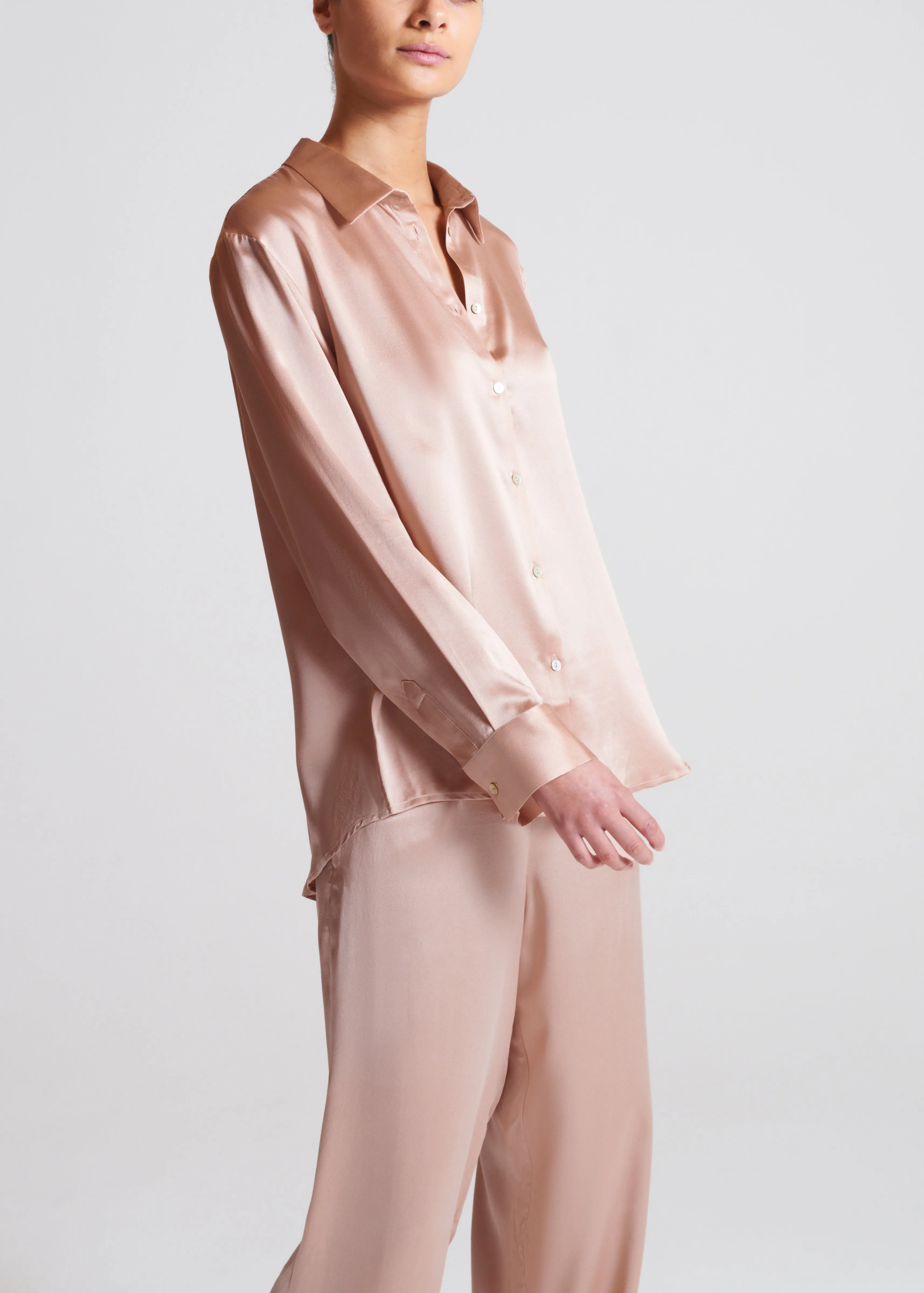 London Pyjama Top Pale Blush Silk