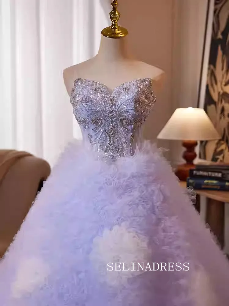 Lovely Sweetheart Beaded Ball Gown Lavender Princess Dress Formal Dress JKL2584