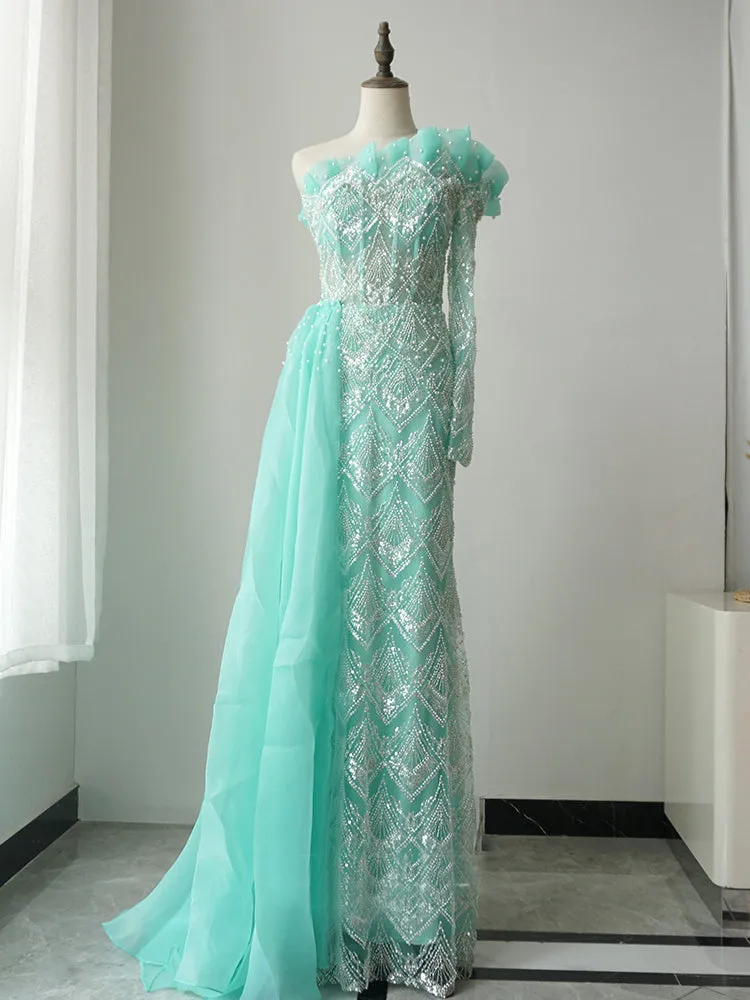 Luxury Strapless Long Prom Dresses Gorgeous Full Beaded Elegant Evening Dresses FUE007