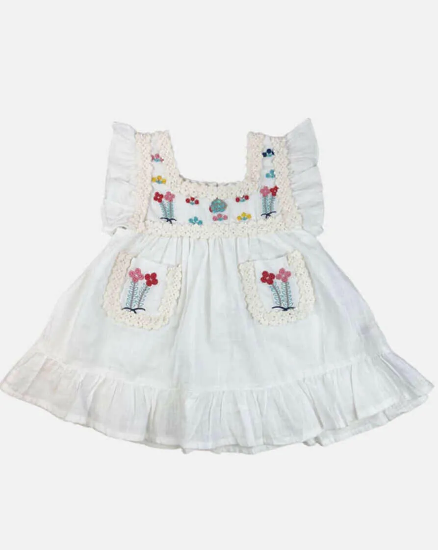 maribel embroidered dress || white