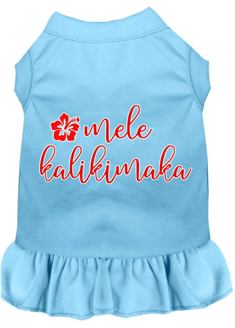 Mele Kalikimaka Screen Print Dog Dress Baby Blue Xl