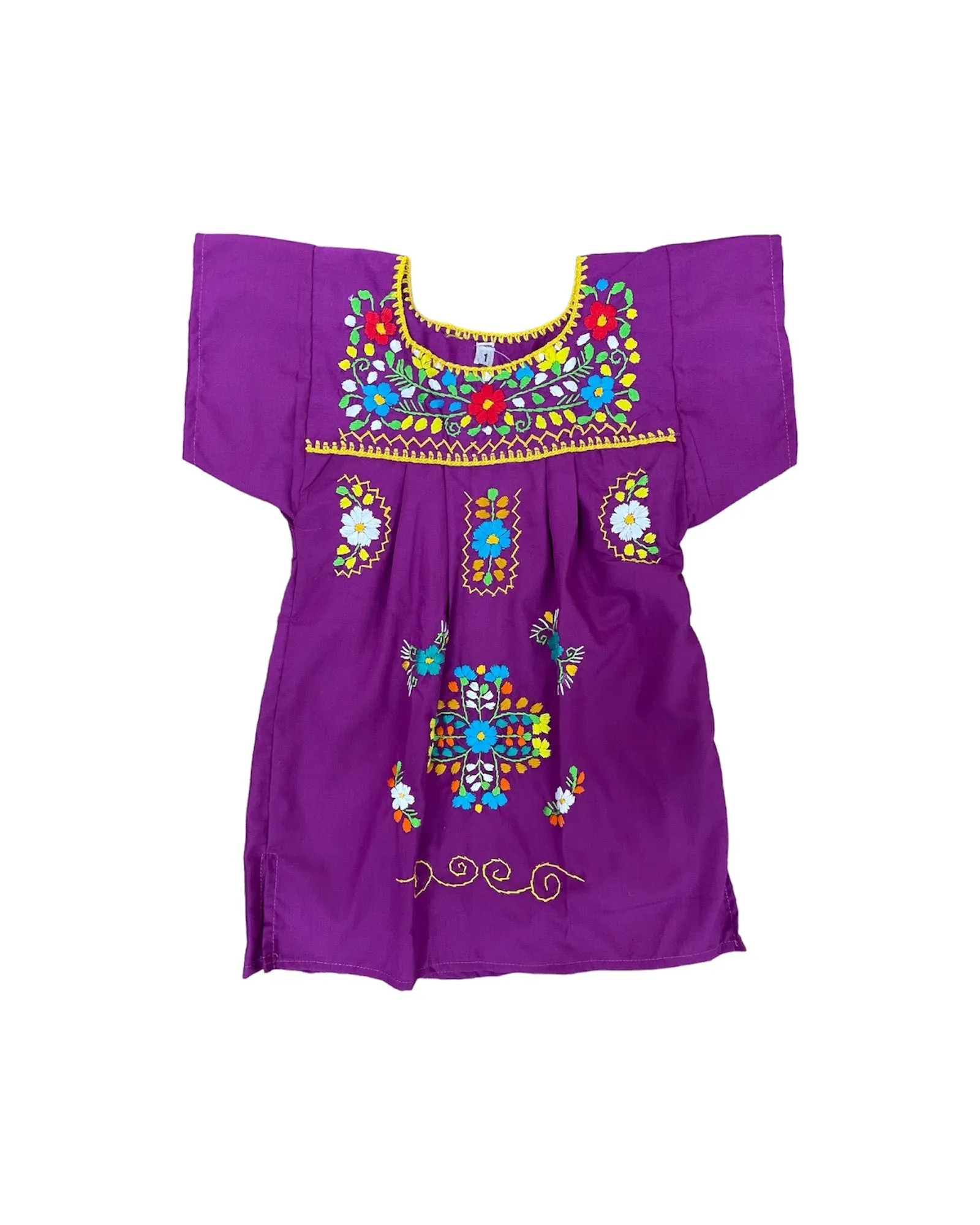 Mexican Puebla Dress for Girls Magenta