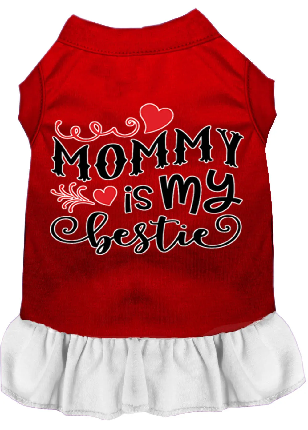 Mommy Is My Bestie Screen Print Dog Dress Red With White Xxl (18)