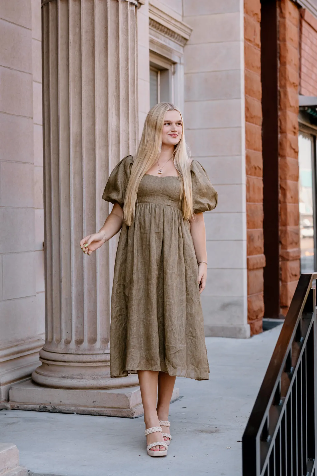 Paige Ruffled Midi Dress | Moss