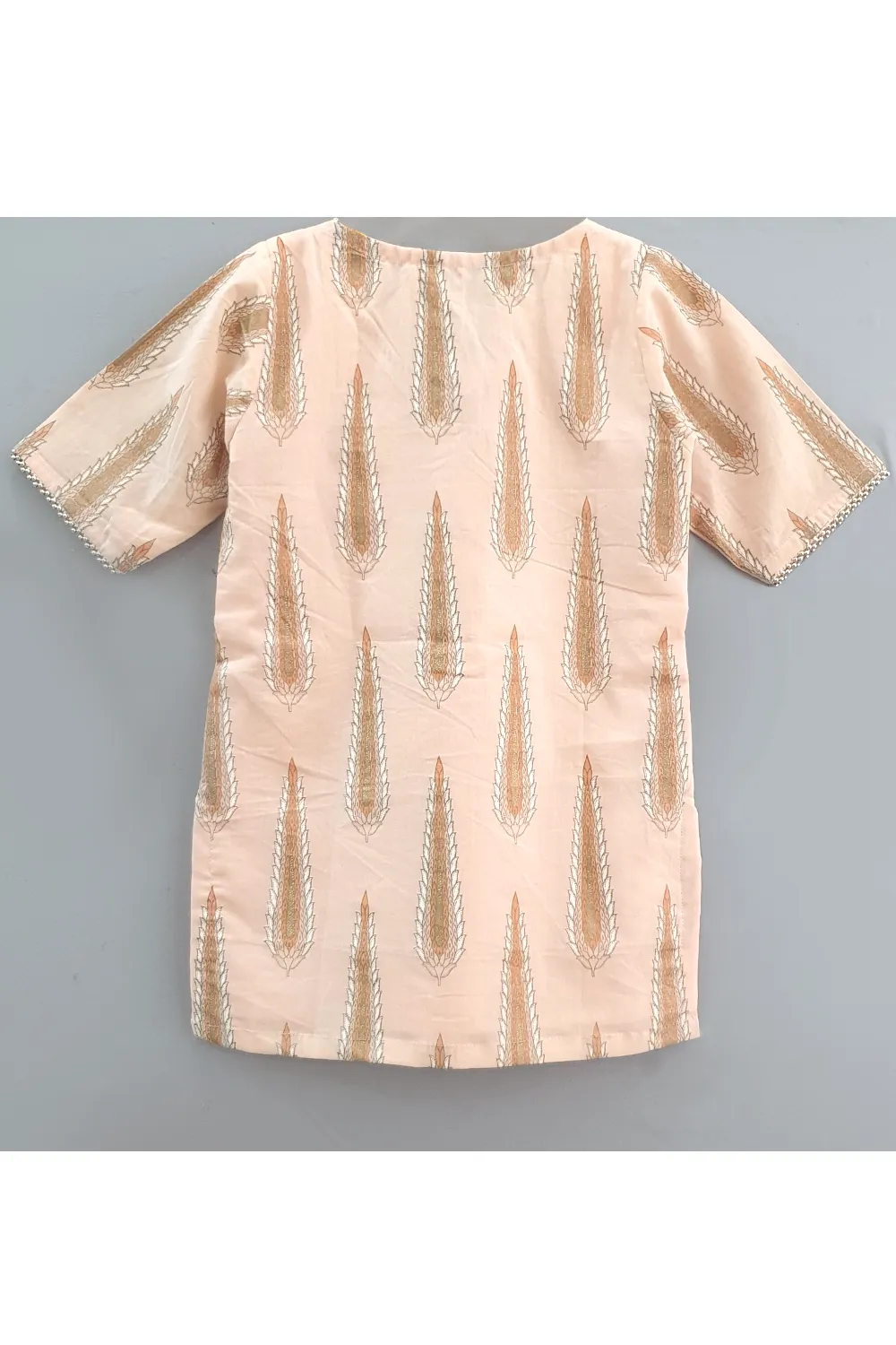 Peach printed kurti with printed sharara